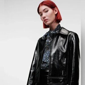 Vintage Banana Republic size 14 Patent Leather Jacket, Shiny, grunge, emo 🖤